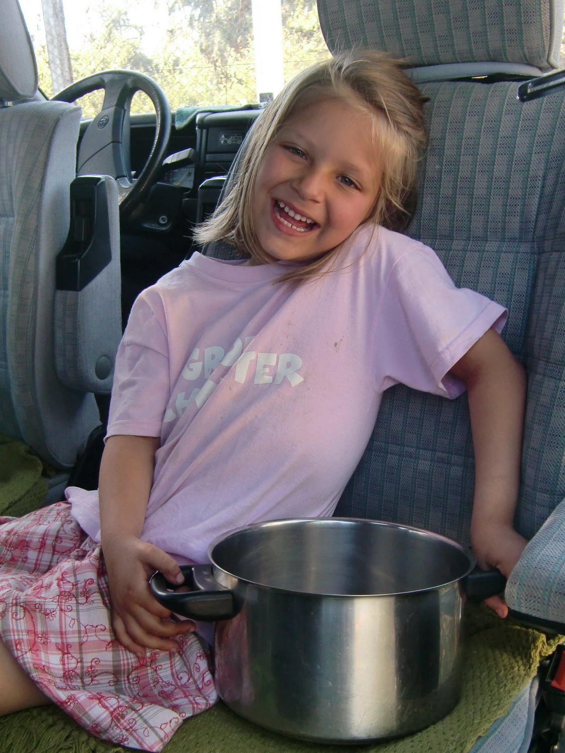 Klara in our camping car